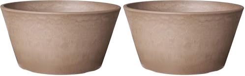 PSW Pot Collection TD25TC Plastic/Stone/Wood Composite Shallow Bulb Pan - No Drainage Hole (Drillable), Planter for Succulents, Bonsai, Fairy Gardens, Herbs, 10-inch, Terra Cotta Color