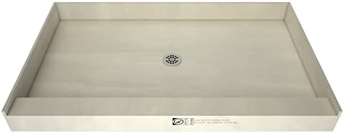 Tile Redi P3648C-RB36-KIT Shower Pan and Bench with Center Drain- Single Curb Shower Base, Bench, 2" PVC Drain, and Plate Included, 60" Width x 36" Depth