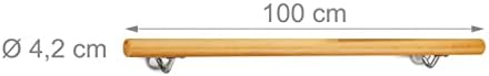 Relaxdays Wooden Handrail, Beech, 1000 mm/100 cm/1 m, Wall-Mount, with Plugs, Rustic 42 mm Diameter, Natural Banister