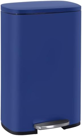 FDW | 13 Gallon Trash Can with Lid | Steel | Fingerprint-Proof | Made of Brushed Stainless Steel | Soft-Close Step Pedal | Hands-Free Use | Easy to Clean | for Kitchen, Office, Bathroom
