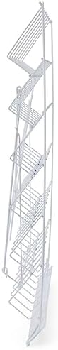 Displays2go 6-Tier Wire Magazine Rack, White | For Brochures & Literature, Metal Countertop Display Rack, Front Sign Channel, WRC6T18WT