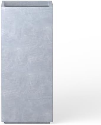 Kante Accent Column Square Pale Gray Concrete Planter 23.6" H, Outdoor