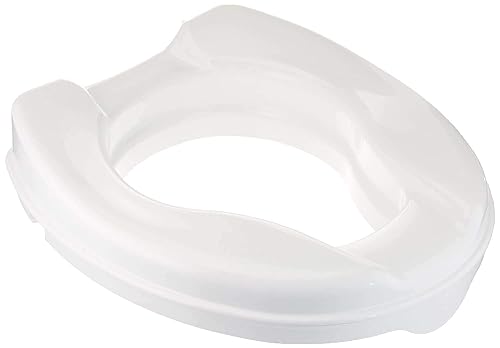 Homecraft Savanah Raised Toilet Seat, 2" High Elevated Toilet Seat Locks Onto Most Toilets, Portable Assistance Commode Seat with Sturdy Brackets