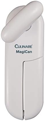 Culinare MagiCan, Manual Can Opener with Lid Release - Heavy Duty Lid Opener Kitchen Gadgets - Home Can Lid Opener Manual - Easy to Use Hand Held Effortlessly Open Cans, White, Stainless Steel