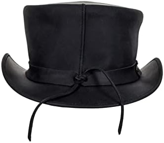 Dream Apparel Black Leather Top Hat Men Women Steampunk Halloween Costume Plague Doctor Deadman Tophat Victorian Short Topper