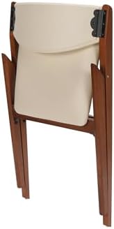 Stakmore Retro Modern Wood Folding Chairs Set of 2, Padded Upholstered Seat, Solid Hardwood Dining & Card Table Chairs, A-Frame Design, Steel Folding Mechanism, No Assembly, Space Saving, Cherry Frame