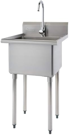 TRINITY BASICS 21.5in Freestanding Stainless Steel Utility Sink, NSF Sink For Laundry Room, Garage, Shop, Kitchen Prep, Food Truck, Dog Wash