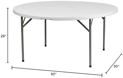 Flash Furniture Elon 5' Round All-Occasion Plastic Folding Event Table, Foldable Portable Banquet Table for Indoor/Outdoor Events, White | Lightweight, Easy Storage, Commercial Grade
