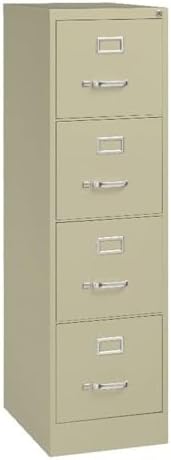 Scranton & Co 22" 4-Drawer Metal Letter Width Vertical Filing Cabinet in Beige, Lockable, Sturdy Steel Construction, Office or Home Use, Durable Letter Size File Storage
