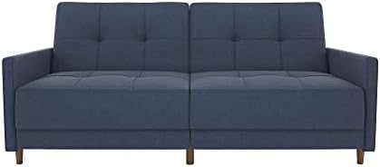 DHP Andora 76 Inch Futon Sofa Bed, Modern Upholstered Couch Sleeper with Button Tufted Back and Seat, Navy