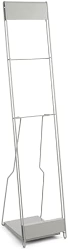 Displays2go Portable Magazine Rack, Black, 54" h Floor-standing | 10 Pockets for 8.5x11 Catalogs, Carry Bag Included, Tiered Design, Steel, NCYBRCHBLK