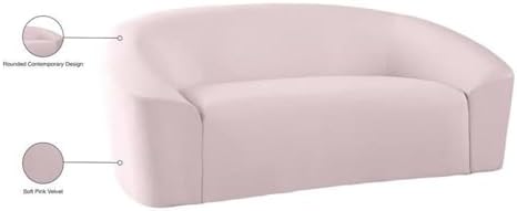 Meridian Furniture 610Black-L Riley Collection Modern | Contemporary Velvet Upholstered Loveseat with Rounded Contemporary Design, Black
