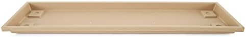 HC Companies Farmhouse Venetian 30 Inch Rectangular Flower Box Plant Saucer Drip Tray, Sandstone Tan, 12 Pack