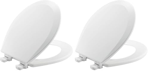 Bemis 1500EC 390 Lift-Off Wood Elongated Toilet Seat, Cotton White (Pack of 1) | Durable enameled wood resists chipping & scratching, fits all standard elongated toilets, Made in USA, 1500EC 390
