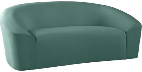 Meridian Furniture 610Black-L Riley Collection Modern | Contemporary Velvet Upholstered Loveseat with Rounded Contemporary Design, Black