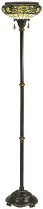Dale Tiffany TR100904 Lewellen Torchiere Lamp, Antique Bronze/Sand and Art Glass Shade