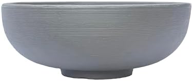 Crescent Garden Orinoco Planter Bowl – Double-Walled Resin Pot for Succulents, Flowers Without Drain Hole - 21" W x 8.25" H (Weathered Concrete)