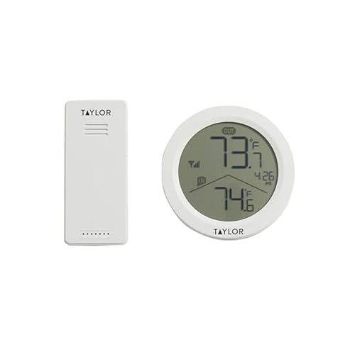 Taylor Wireless Digital Indoor Outdoor Thermometer, Easy to Read Numbers for Patio, Pool, and Indoor Areas, LCD, Black