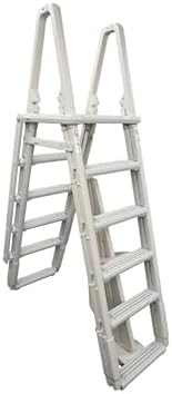 Confer Plastics 7100X Evolution 48" to 54" Adjustable A Frame Above Ground Swimming Pool Entry Ladder with Flip Up and Locking Section for Safety