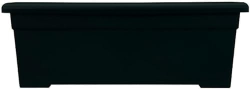 The HC Companies Romana Planter Box, 28 Inch, Clay, 1-Pack | Plastic, Drainage Plug, Lightweight, UV-Resistant, for Garden, Patio, Balcony & Fence