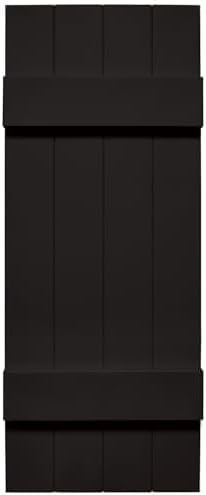 Mid America Board and Batten 14" 4 Board Joined Vinyl Standard Shutter (1 Pair) - 14 x 35 002 Black