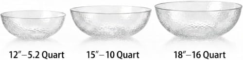 Lillian Collection Stunning Clear Plastic Round Hammered Bowl - 12" (1 Pc.) - Unique Textured Design - Perfect for Parties & Displays