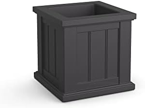 Mayne Cape Cod 14in Self-Watering Square Planter, Black | Self-watering, All season, Fade resistant, Double-wall design, 15-year warranty