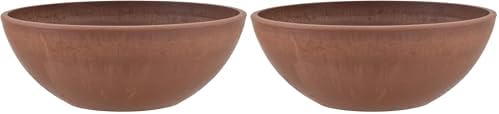 PSW Pot Collection M30DC 12-inch Plastic/Stone/Wood Composite Low Bowl Planter – No Drainage Hole (Drillable), Shallow Indoor/Outer Pot for Succulents, Bonsai, Fairy Gardens, Herbs, Dark Charcoal