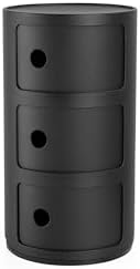 Kartell SFNT-K4988-09 Componibili 3 Storage Shelf, Diameter 12.6 inches (32 cm), Height 23.0 inches (58.5 cm), Matte Black, Anna Castelli