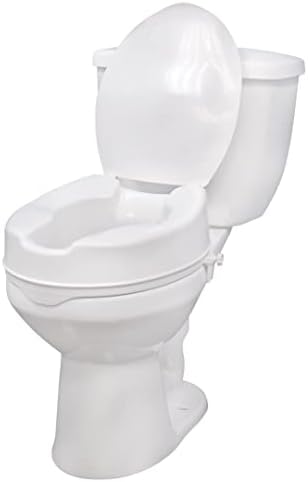 Drive Medical Raised Toilet Seat with Lock and Lid, 4 Inch | Raised Toilet Seat Includes Lock and Lid for Added Stability