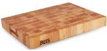 John Boos CCB Series Square Wooden Maple Cutting Board 18”x18” – 2.25” Thick, 22-lb Reversible Butcher Block with End-Grain & Finger Grips – Made in the USA