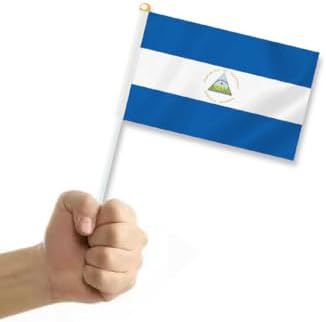 25 PCS Nicaragua Handheld Small Flag,Nicaraguan Nicaragüense Hand held Mini Decor Decoration Banner