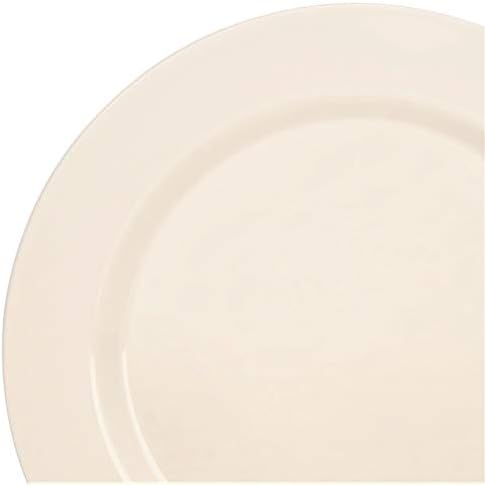 OCCASIONS 50 Ivory Disposable Plastic Plates for 25 Guests (Plain Ivory) | Heavy Duty Fancy Wedding Party Dinner & Salad/Dessert Set, 25x10.5" + 25x7.5", China-Like Look, BPA Free & Recyclable