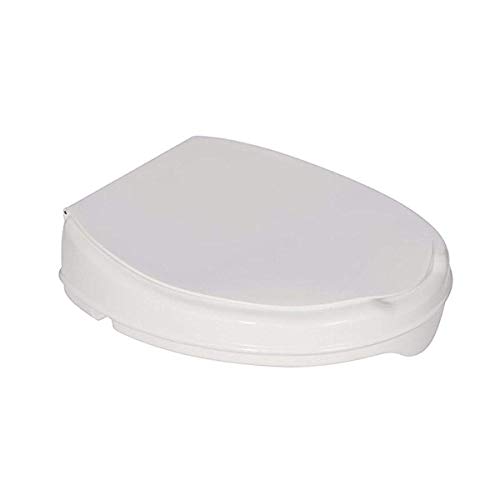 Homecraft Savanah Raised Toilet Seat 2" with Lid, Elongated & Elevated Lock Seat Support for Elderly, Handicapped and Disabled Users, White Colour | Elevated toilet seat riser for seniors and elderly; universal fit for most standard toilets, portable and…