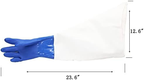 23.6" Canvas Rubber Sandblasting Sand blaster Protection Gloves for Sandblast Cabinets XL,1 pair