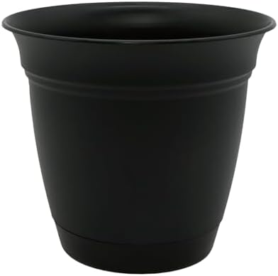 The HC Companies Eclipse Round Planter with Saucer - Outdoor & Indoor Plant Pot with Drainage Holes - Lightweight