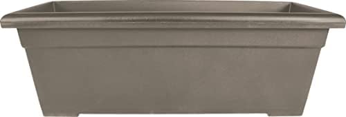 The HC Companies Romana Planter Box, 28 Inch, Clay, 1-Pack | Plastic, Drainage Plug, Lightweight, UV-Resistant, for Garden, Patio, Balcony & Fence