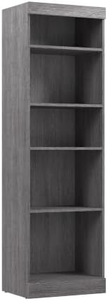 Bestar Closet Organizer System 25-inch for Walk-in Closets, Bedroom, Entryway, Pur Collection, Modern, Bark Gray | 2 fixed shelves