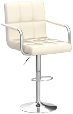 Yaheetech Bar Stools Set of 2, Swivel with Backs, Adjustable Height, White | 360° Swivel Barstools Feature Padded PU Leather Seats, Supportive Backs, 300 lb Capacity for Kitchen Islands