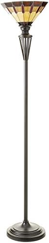 Kenroy Home Harmond 1 Light Art Glass Torchiere with Bronze Finish, Classic Style, 71.5" Height, 14.5" Width, 14.5" Depth