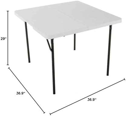 LIFETIME 280228 37-Inch Square Fold-in-Half Table, White Granite Top with Gray Frame