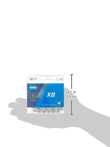 KMC X8 8-Speed X-Series High-Performance Bicycle Chain, Nickel Plate/Grey | Compatible with Shimano, SRAM, and Campagnolo 8-speed systems for MTB, road, gravel, and cyclocross riding