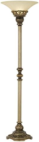 Timeless Elegance 71" Tall Traditional Torchiere Floor Lamp | Standing Large Foot Switch Metal Wood Finish Living Room Bedroom House Reading Office