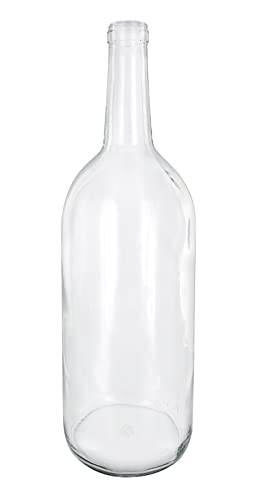 1.5 Liter Clear Claret/Bordeaux Bottles, 6 per case | Flint flat-bottomed Empty Wine Bottles for home winemaking