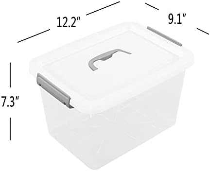 Clear Plastic Storage Bins with Wheels, 4-Pack Latch Boxes, 30 L