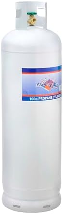Flame King 100LB (23 Gal) Steel Propane Tank Cylinder with POL Valve and Collar, Great for Mixed Heating Systems, Home fireplaces, Dryers and Grills