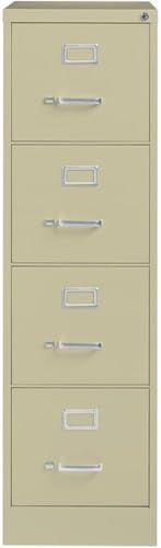 Scranton & Co 22" 4-Drawer Metal Letter Width Vertical Filing Cabinet in Beige, Lockable, Sturdy Steel Construction, Office or Home Use, Durable Letter Size File Storage