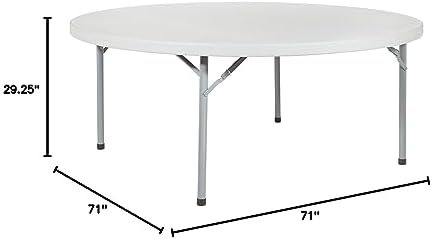 Office Star Resin Folding Table for Banquets, Picnics, and Parties, 71 Inch, Round