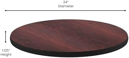 Flash Furniture 24" Round Reversible Table Top, Black/Mahogany | Reversible Laminate Top, Durable Construction, Commercial Use