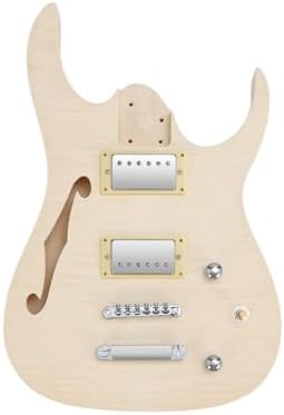 DIY Electric Guitar Kit Beginner Kit with Flamed Maple Veneer Top | 6 String, Right Handed, Basswood Body, Hard Maple Neck, Rosewood Fretboard